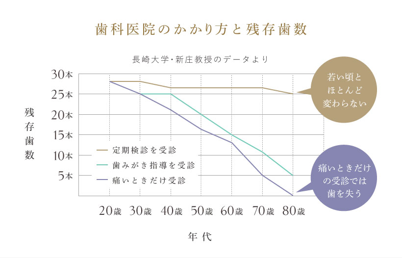 歯科医院のかかり方と残存歯数